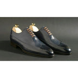 Handmade Men Navy Blue Shoes, Men Dress Formal Shoes, Leather Lace Shoe Men - Kings Klothes