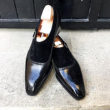 Handmade Mens Black Leather and Suede Formal Monk Shoes, Men Black Shoes - Kings Klothes