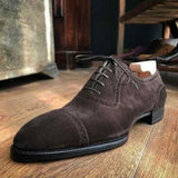 Handmade Men Brown Suede Shoes Dress Formal Shoes For Leather Shoes - Kings Klothes 