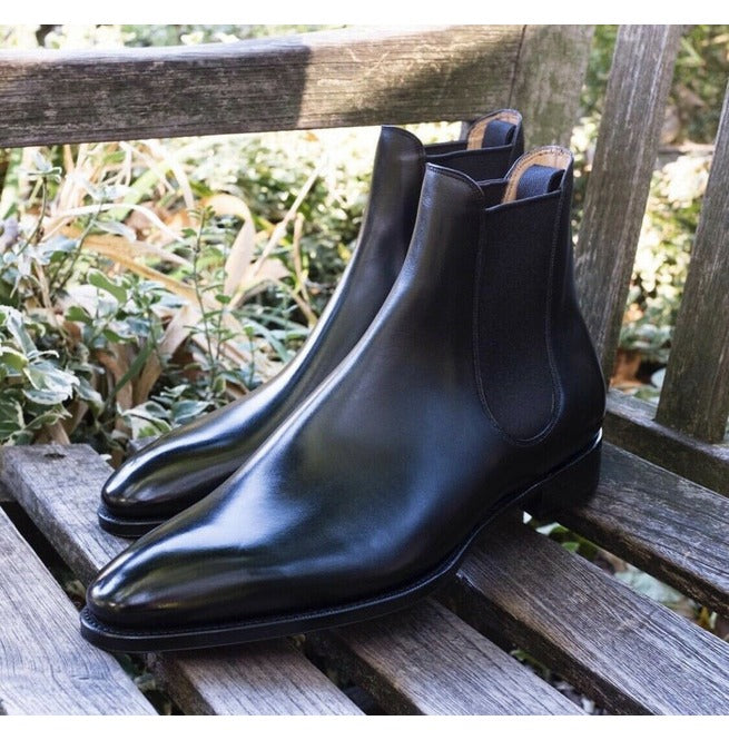 Handmade Men Black Chelsea Boots - Kings Klothes 