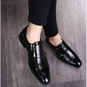 Handmade Men Black Leather Double Monk Strap Shoes, Dress Shoes for Men - Kings Klothes 