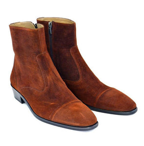 Buy Handmade Men Black Cap Toe Ankle Boots Online