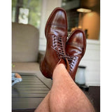 Handmade Men Brown Lace up Closure Ankle Boots