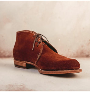 Handmade Men Brown Suede Ankle Boots With Lace up Closure, Suede Boots - Kings Klothes 