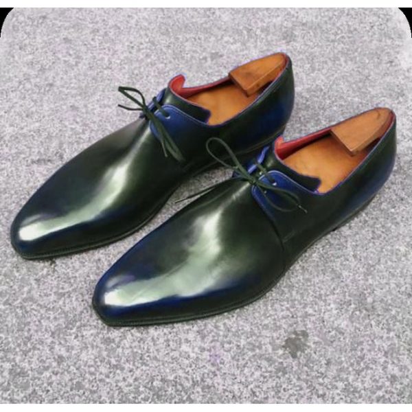 Handmade Men Shaded Blue Leather Shoes, Formal Dress Shoes - Kings Klothes 