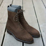Brown Suede Leather Boot Handmade Men Dress Office Boot - Kings Klothes 