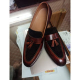 Handmade Men Two Tone Shoes, Brown Leather And Suede Shoes, Moccasin, Dress - Kings Klothes 