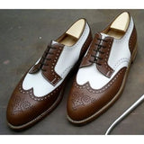 Handmade Men Wing Tip Brogue Spectator Formal Shoes, Two Tone Dress Shoes - Kings Klothes 