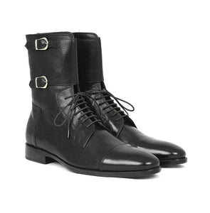 New Men's Handmade High Office Dress Formal Double Monk Leather Boots - Kings Klothes 