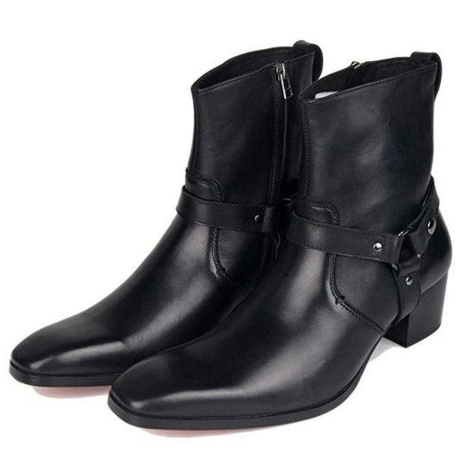 Black Leather Ankle Boots, Handmade Men Ankle Designer Fashion Boot - Kings Klothes 