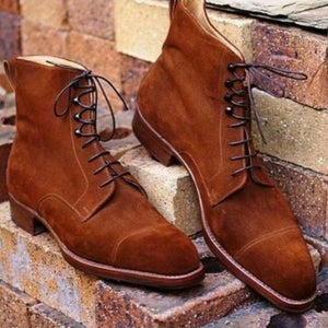 New Handmade Dark Tan Suede Leather Ankle Boots for Men’s - Kings Klothes 