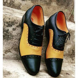 Handmade Men’s Two Tone Lace Up Brogue Business Shoes, Real Leather Shoes - Kings Klothes 